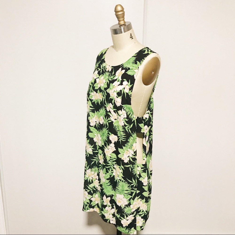 Reformation Black Tropical Floral Mini Dress
